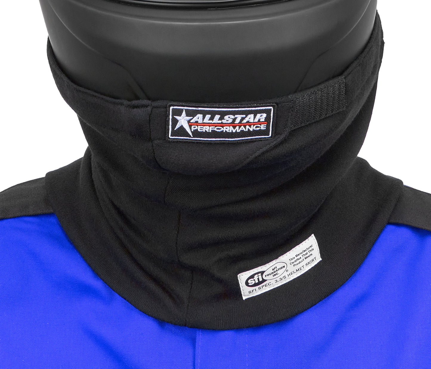 Helmet Skirt - SFI 3.3/5 - Hook and Loop Attachment - Triple Layer - Fire Retardant - Black - Each