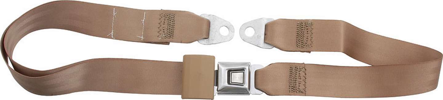 Seat Belt - Lap - Push Button Buckle - Bolt-On - Floor Mount - Polyester - Tan - Each