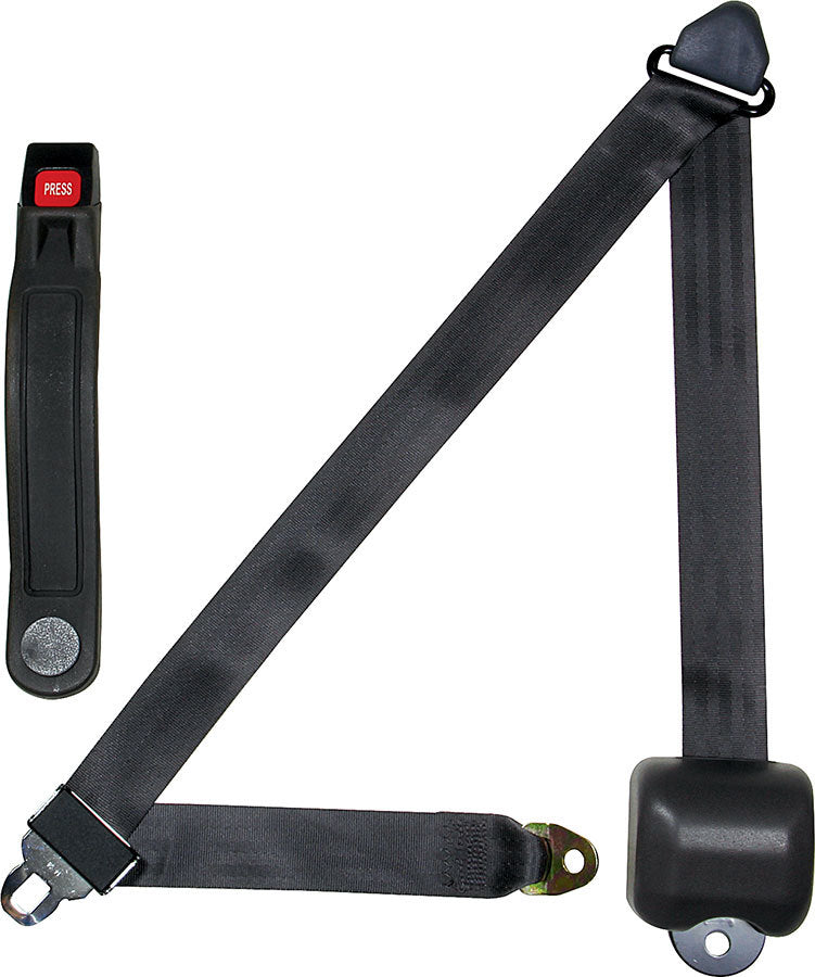 Seat Belt - Lap / Shoulder - Push Button Buckle - Retractable - Bolt-On - Floor Mount - Polyester - Charcoal - Each