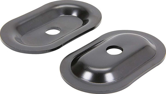 Seat Belt Anchor - 4-1/4 x 2-1/2 in - 9/16 in Seat Belt Mounting Hole - Steel - Black Paint - Pair