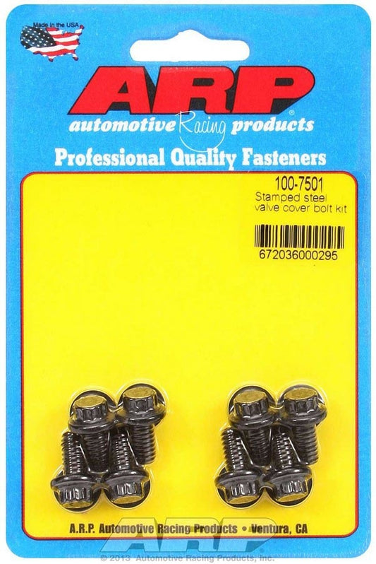 Valve Cover Fastener - Bolt - 1/4-20 in Thread - 0.515 in Long - 12 Point Head - Washers Included - Chromoly - Black Oxide - Set of 8