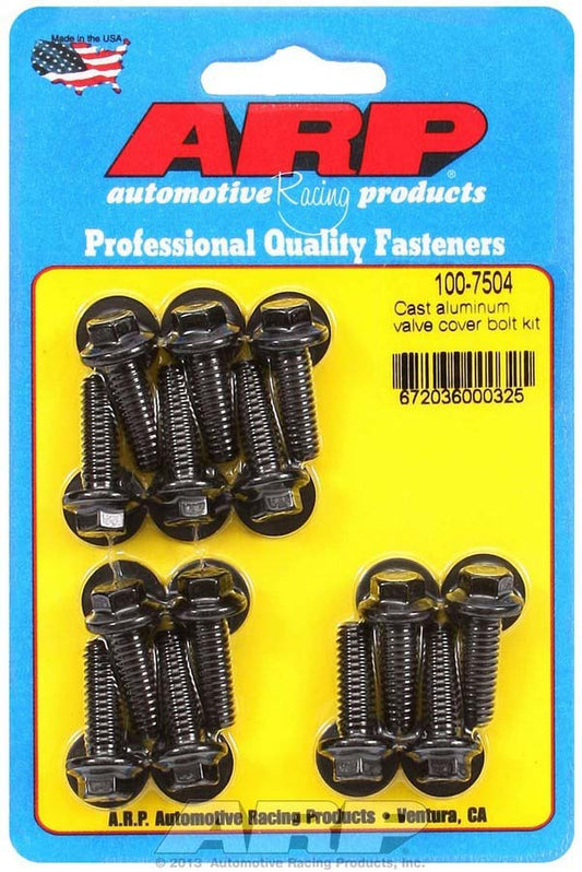 Valve Cover Fastener - Bolt - 1/4-20 in Thread - 0.812 in Long - Hex Head - Washers Included - Chromoly - Black Oxide - Set of 14