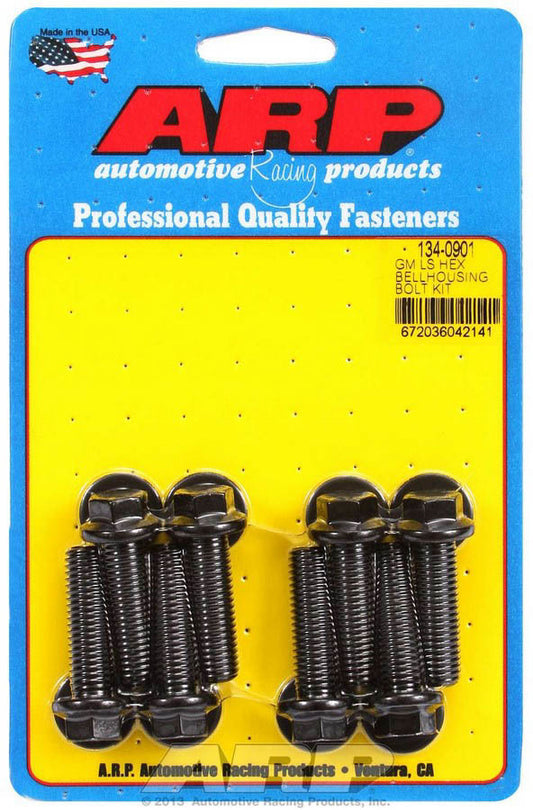 Bellhousing Bolt Kit - 10 mm x 1.50 Thread - 1.375 in Long - Hex Head - Washers Included - Chromoly - Black Oxide - GM LS-Series - Set of 8