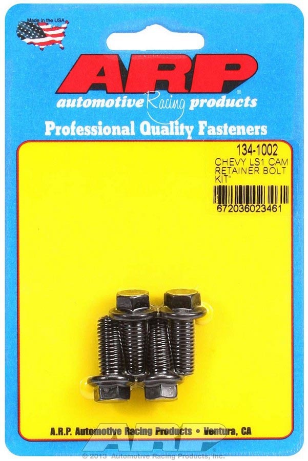 Cam Retainer Bolt Kit - High Performance - 8 mm x 1.25 Thread - 20 mm Long - 10 mm Hex Head - Chromoly - Black Oxide - GM LS-Series - Set of 4