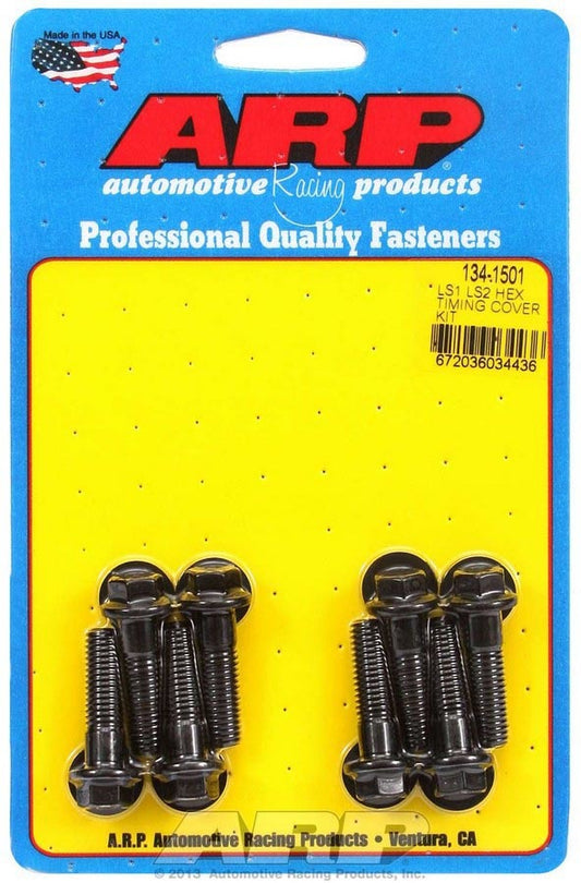 Timing Cover Bolt Kit - Hex Head - Washers Included - Chromoly - Black Oxide - GM LS-Series - Set of 8