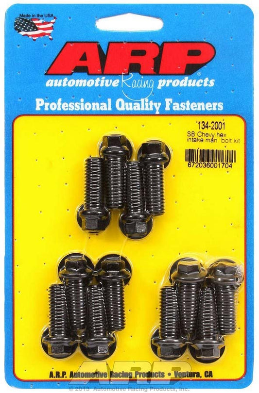 Intake Manifold Bolt Kit - Hex Head - Washers Included - Chromoly - Black Oxide - OEM - Small Block Chevy - Kit