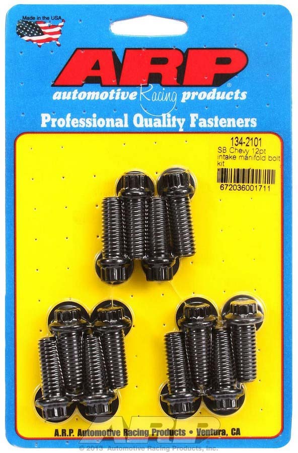 Intake Manifold Bolt Kit - 12 Point Head - Washers Included - Chromoly - Black Oxide - OEM - Small Block Chevy - Kit