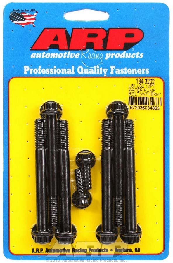 Water Pump Bolt Kit - 12 Point Head - Washers Included - Chromoly - Black Oxide - GM LS-Series - Kit