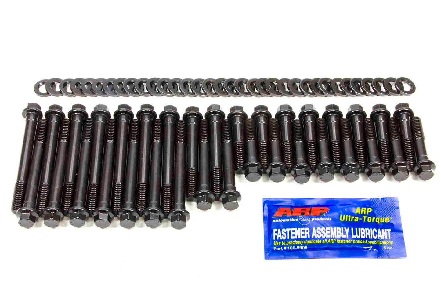 Cylinder Head Bolt Kit - High Performance Series - Hex Head - Chromoly - Black Oxide - Brodix 12-Rollover / 18 Degree Head - Small Block Chevy - Kit