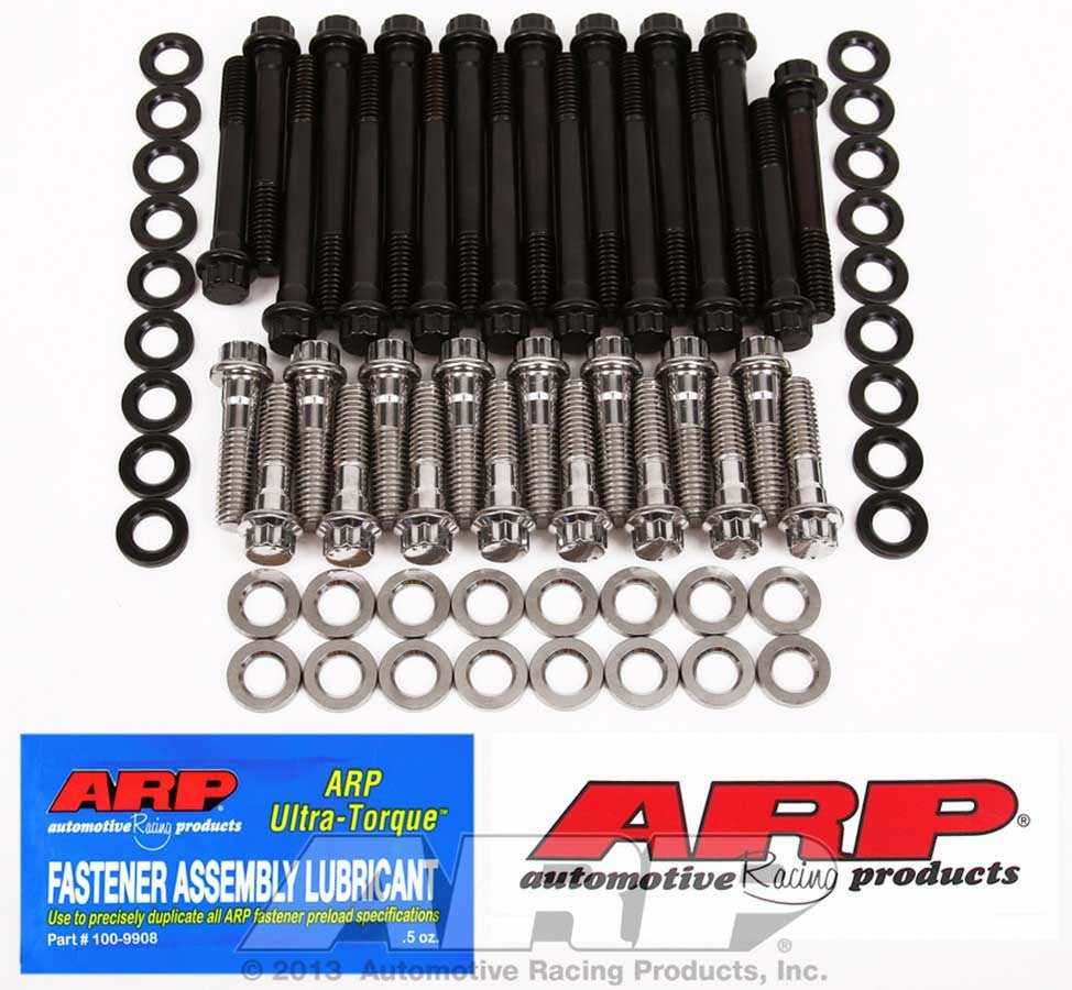 Cylinder Head Bolt Kit - High Performance Series - 12 Point Head - Chromoly - Black Oxide / Polished Stainless - Small Block Chevy - Kit