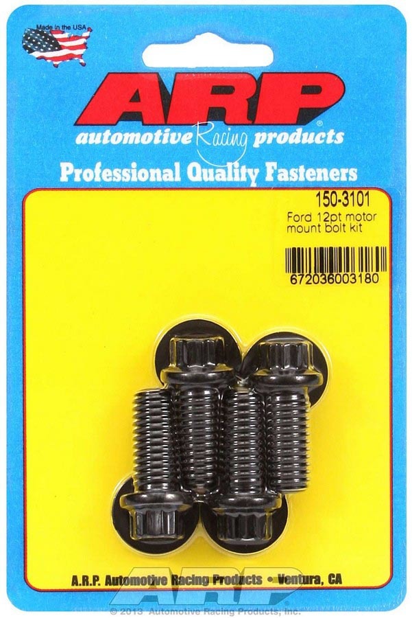 Motor Mount Bolt Kit - 12 Point Head - Chromoly - Black Oxide - Small Block Ford - Set of 4