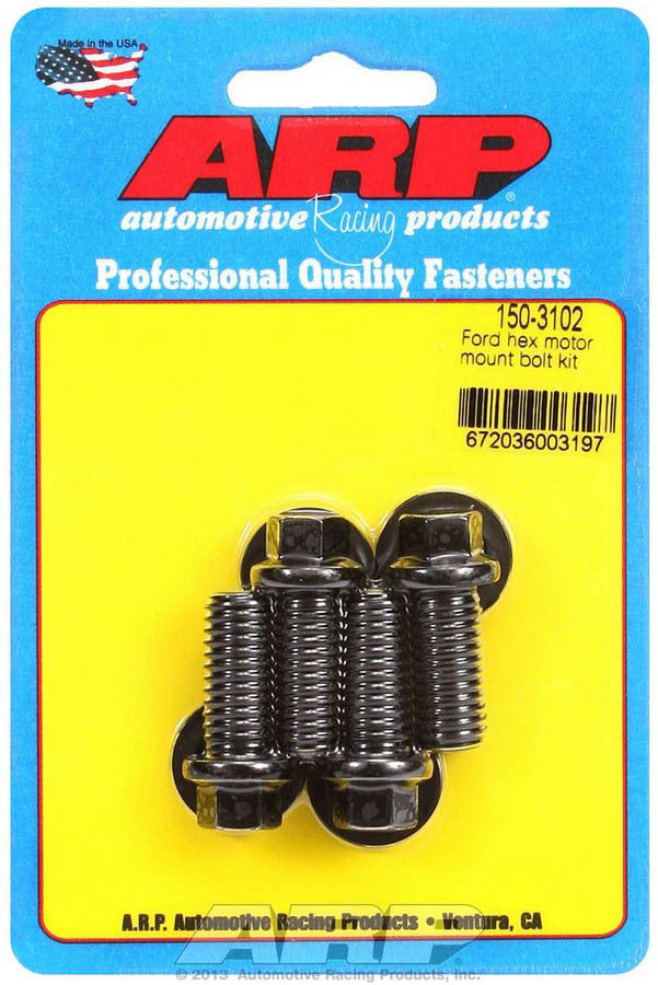 Motor Mount Bolt Kit - Hex Head - Chromoly - Black Oxide - Small Block Ford - Set of 4