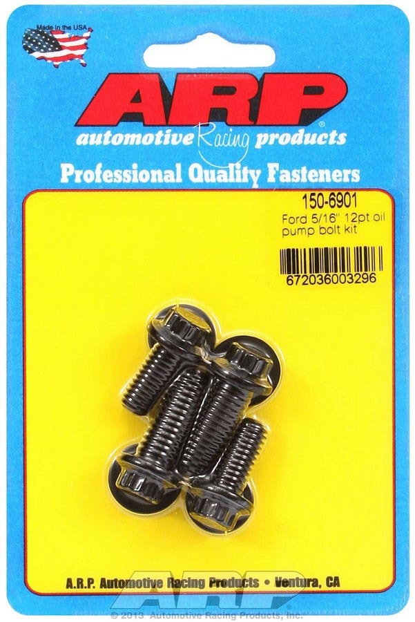 Oil Pump Bolt Kit - 3/8 and 5/16 in Bolts - 12 Point Head - Chromoly - Black Oxide - Ford - Kit