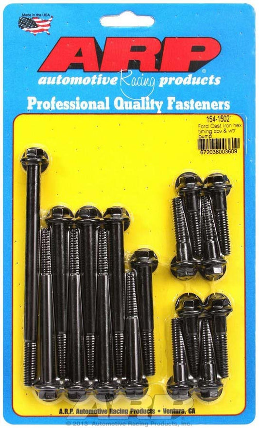 Timing Cover and Water Pump Bolt Kit - Hex Head - Chromoly - Black Oxide - Small Block Ford - Kit
