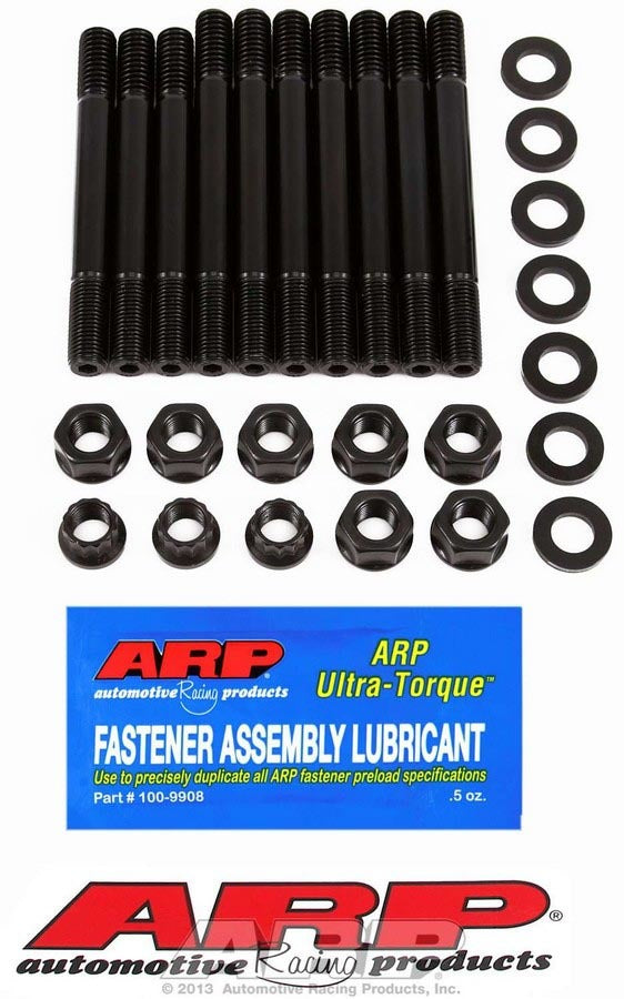 Main Stud Kit - Hex Nuts - 2-Bolt Mains - Chromoly - Black Oxide - Girdle - Small Block Ford - Kit