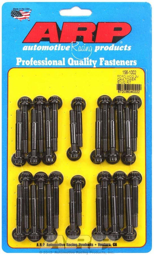 Stud - Camshaft Tower - Pro Series - 6 mm x 1.00 Thread - 1.825 / 2.070 in Long - 8 mm 12 Point Nuts - Chromoly - Black Oxide - Ford Modular - Kit