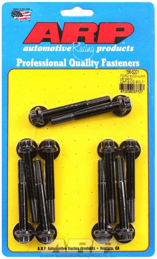 Main Bolt Kit - Side Bolts - 12 Point Head - 8 mm Thread - 2-Bolt Mains - Chromoly - Black Oxide - Cast Iron Block - Ford Modular - Kit