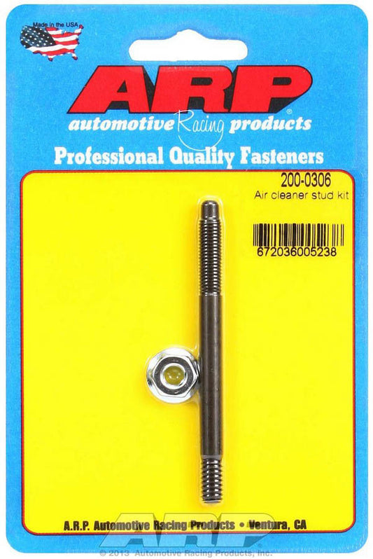 Air Cleaner Stud - 1/4-20 in Thread - 3 in Long - Hex Nut - Chromoly - Black Oxide - Each