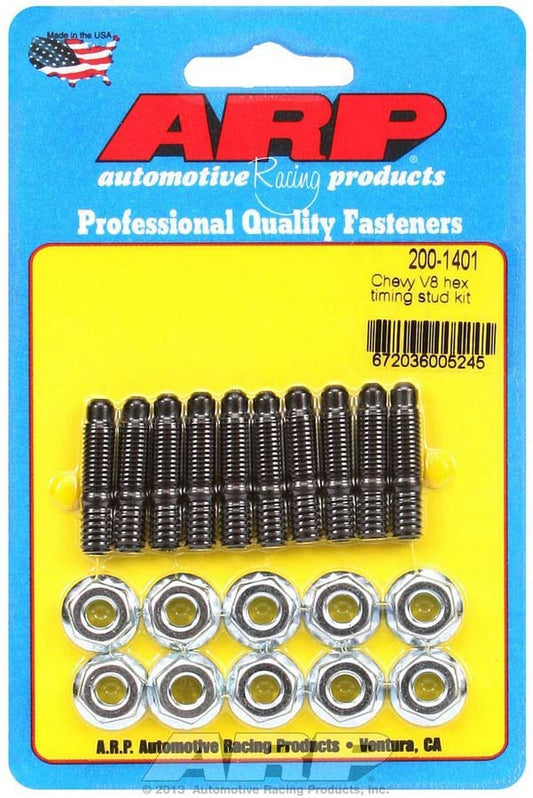 Timing Cover Stud - Hex Nuts - Chromoly - Black Oxide - Chevy V8 - Set of 10