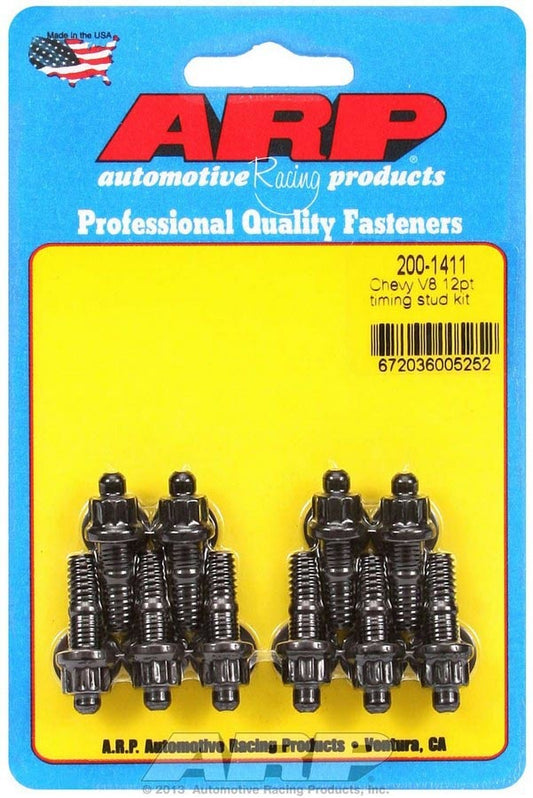 Timing Cover Stud - 12 Point Nuts - Chromoly - Black Oxide - Chevy V8 - Set of 10