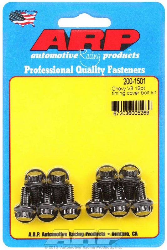 Timing Cover Bolt Kit - 12 Point Head - Chromoly - Black Oxide - Small Block Chevy - Set of 10