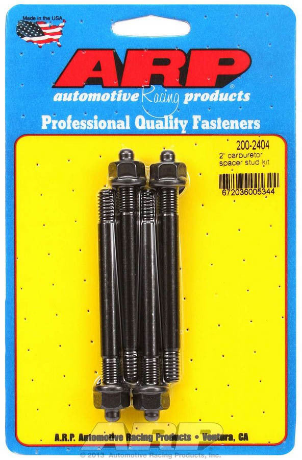 Carburetor Stud - 5/16-18 and 5/16-24 in Thread - 3.7 in Long - Hex Nuts - Chromoly - Black Oxide - Set of 4
