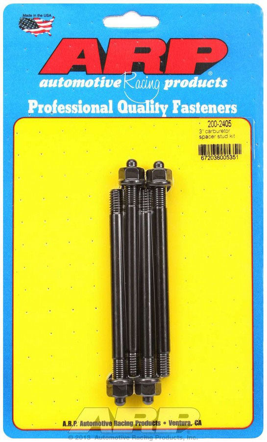 Carburetor Stud - 5/16-18 and 5/16-24 in Thread - 4.7 in Long - Hex Nuts - Chromoly - Black Oxide - Set of 4