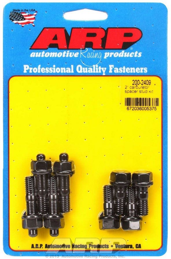 Carburetor Stud - 5/16-18 and 5/16-24 in Thread - 1.25 / 1.7 in Long - Hex Nuts - Chromoly - Black Oxide - Set of 8