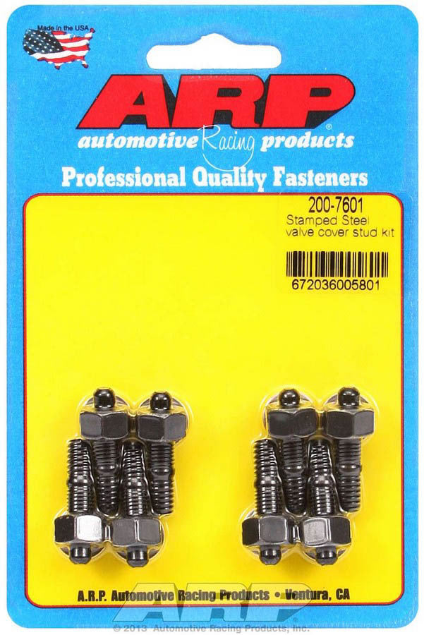 Valve Cover Fastener - Stud - 1/4-20 in Thread - 1.170 in Long - Hex Nuts - Chromoly - Black Oxide - Set of 8