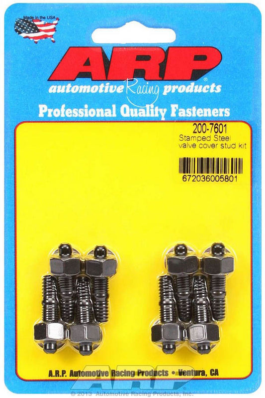Valve Cover Fastener - Stud - 1/4-20 in Thread - 1.170 in Long - Hex Nuts - Chromoly - Black Oxide - Set of 8