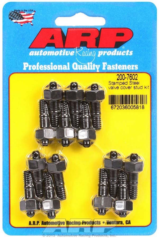 Valve Cover Fastener - Stud - 1/4-20 in Thread - 1.170 in Long - Hex Nuts - Chromoly - Black Oxide - Set of 14