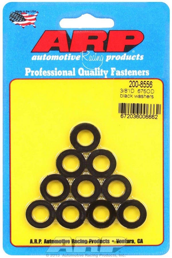 Flat Washer - Special Purpose - 0.375 in ID - 0.675 in OD - 0.120 in Thick - Chromoly - Black Oxide - Set of 10