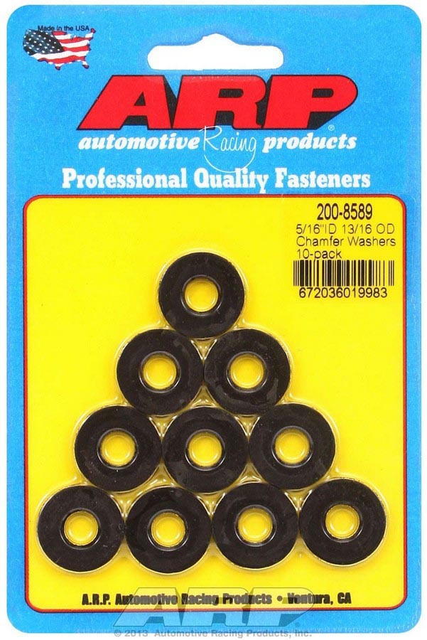 Flat Washer - Special Purpose - Chamfered - 0.313 in ID - 0.813 in OD - 0.120 in Thick - Chromoly - Black Oxide - Set of 10