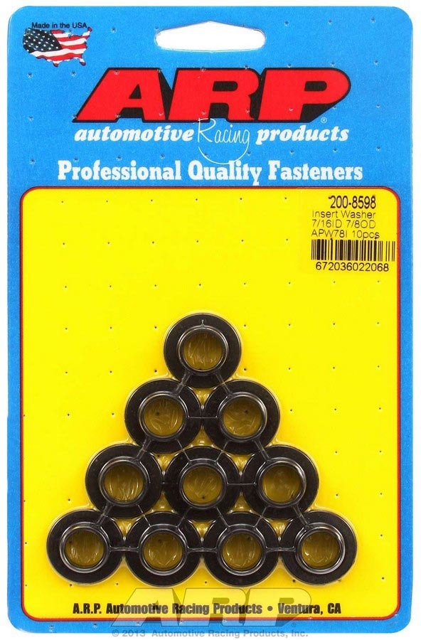 Head Bolt Washer - 0.875 in OD - 7/16 in Insert ID - 0.529 in Insert OD - Chromoly - Head Bolts - Set of 10