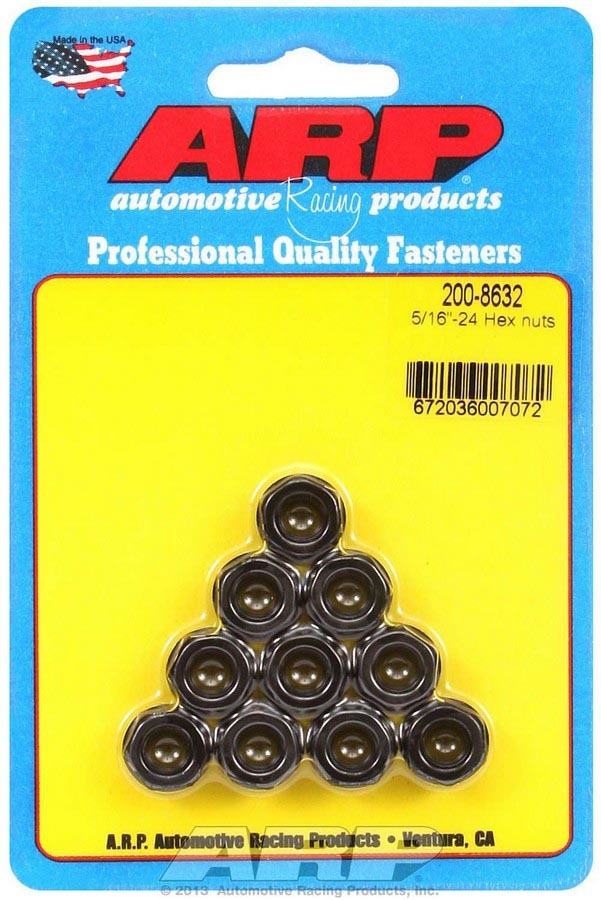 Nut - 5/16-24 in Thread - 1/2 in Hex Head - Chromoly - Black Oxide - Universal - Set of 10