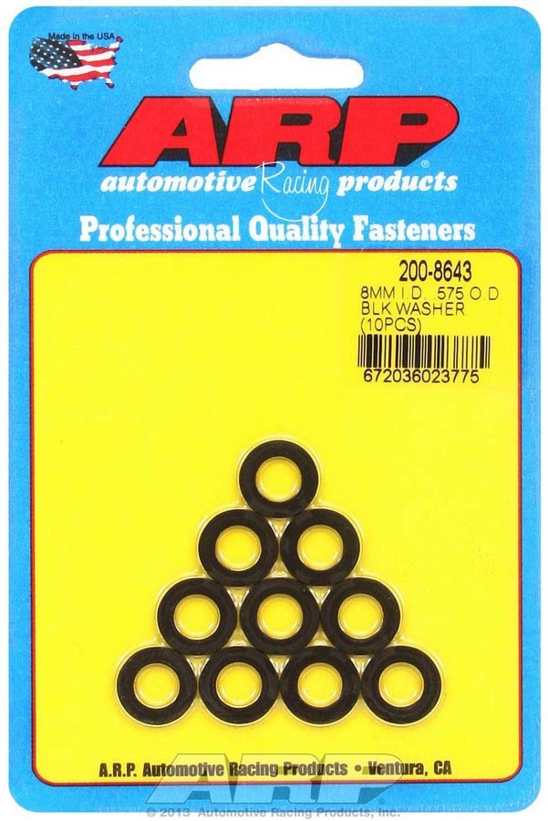 Flat Washer - Special Purpose - 8 mm ID - 0.575 in OD - 0.060 in Thick - Chromoly - Black Oxide - Set of 10