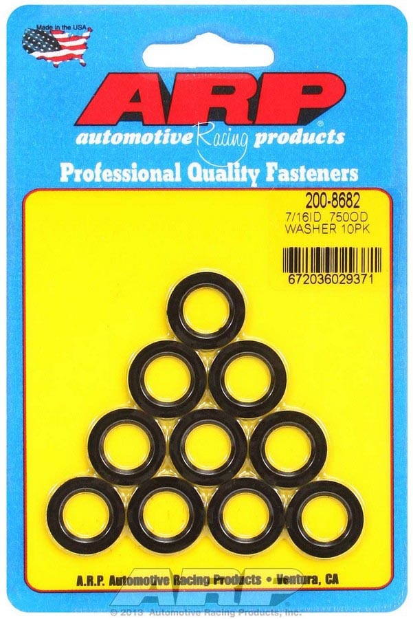 Flat Washer - Special Purpose - Chamfered - 0.438 in ID - 0.750 in OD - 0.073 in Thick - Chromoly - Black Oxide - Set of 10