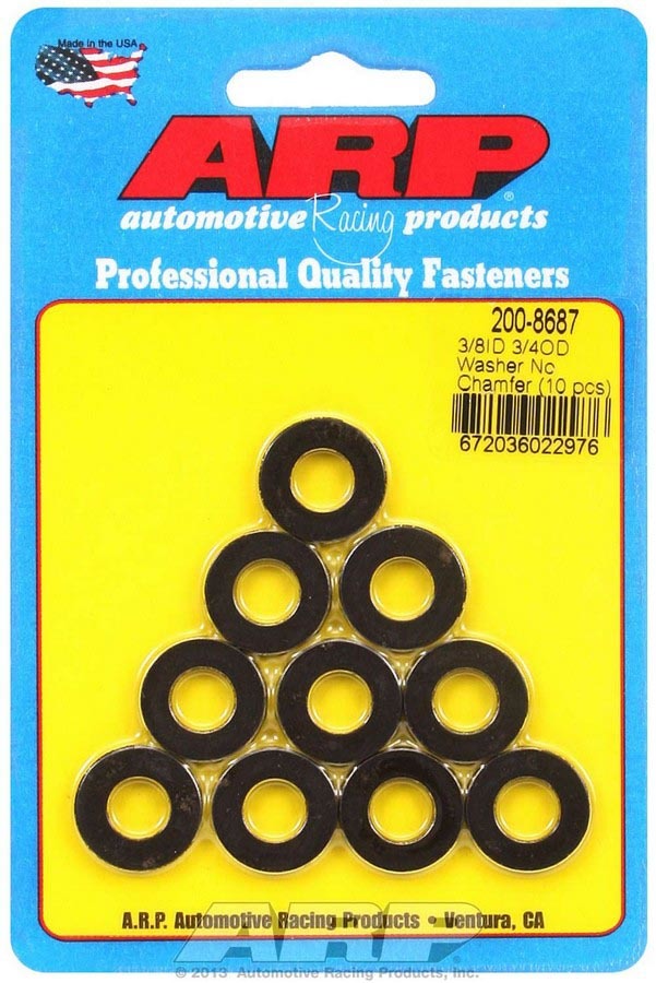 Flat Washer - Special Purpose - 0.375 in ID - 0.750 in OD - 0.120 in Thick - Chromoly - Black Oxide - Set of 10