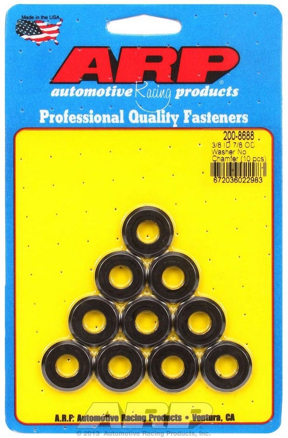 Flat Washer - Special Purpose - 0.375 in ID - 0.875 in OD - 0.150 in Thick - Chromoly - Black Oxide - Set of 10