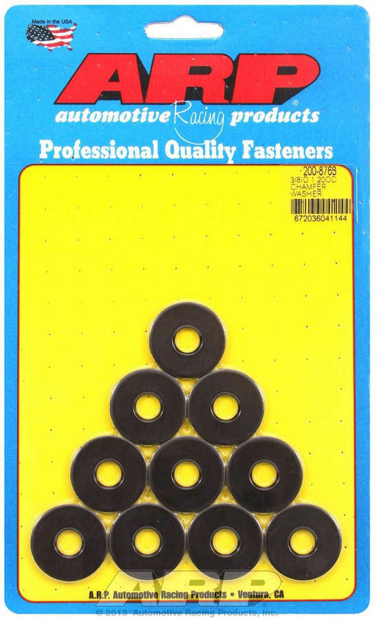 Flat Washer - Special Purpose - Chamfered - 0.375 in ID - 1.200 in OD - 0.120 in Thick - Chromoly - Black Oxide - Set of 10