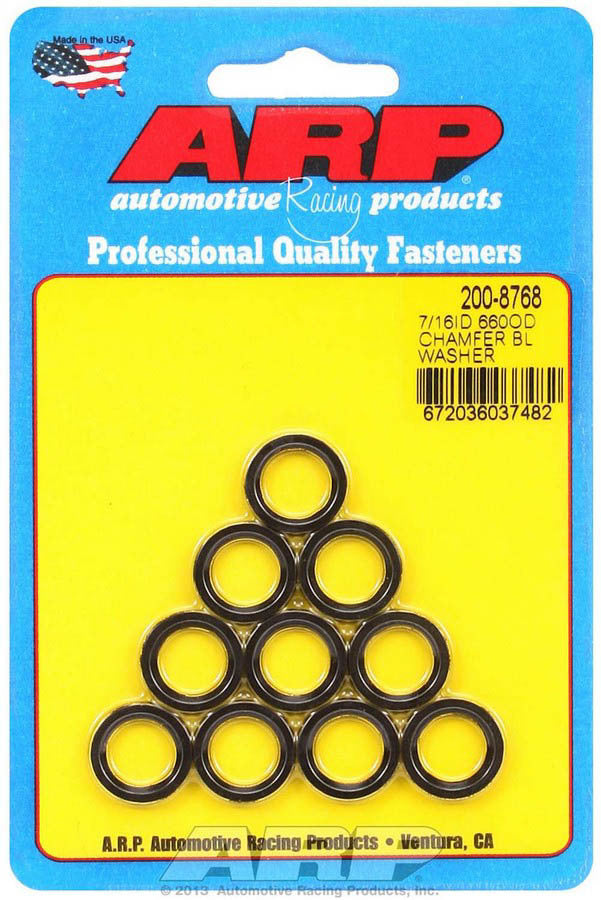 Flat Washer - Special Purpose - Chamfered - 0.438 in ID - 0.660 in OD - 0.120 in Thick - Chromoly - Black Oxide - Set of 10