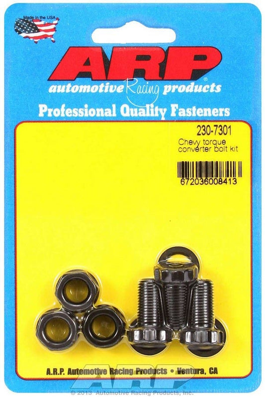 Torque Converter Bolt Kit - Pro Series - 3/8-24 in Thread - 0.75 in Long - 12 Point Head - Chromoly - Black Oxide - TH350 / TH400 - Set of 3