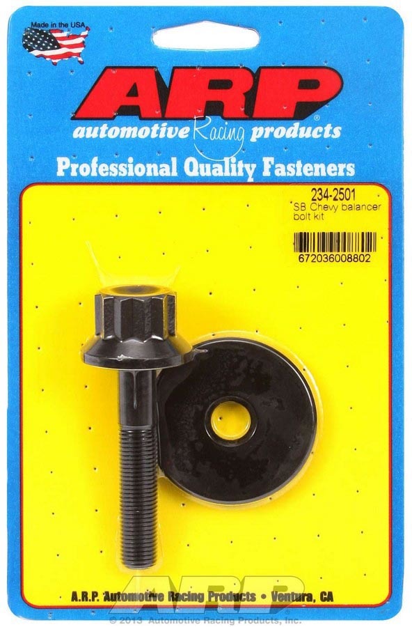 Harmonic Balancer Bolt - 7/16-20 in Thread - 2.470 in Long - 13/16 in 12 Point Head - Chromoly - Black Oxide - Small Block Chevy - Each