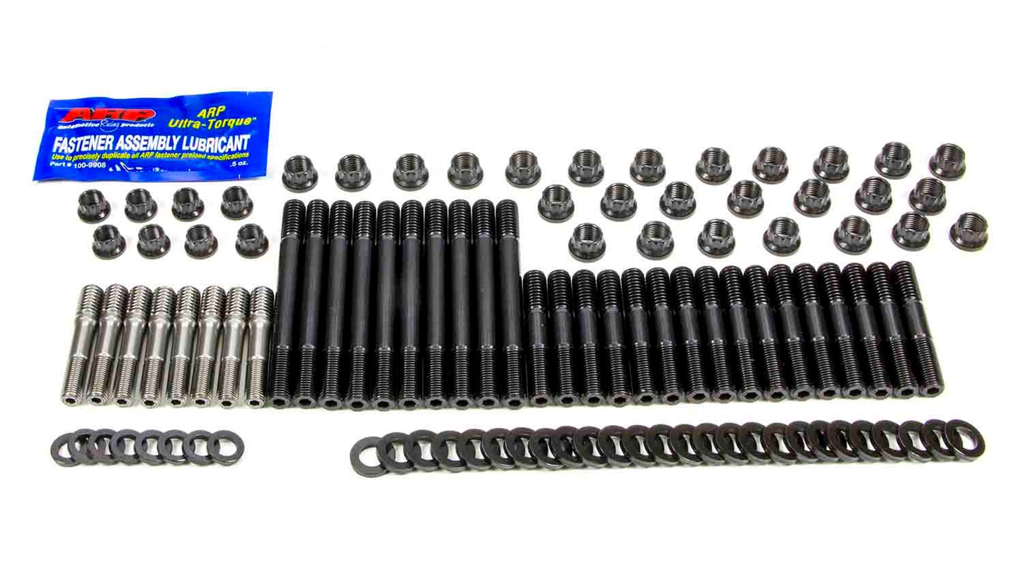 Cylinder Head Stud Kit - 12 Point Nuts - Chromoly - Black Oxide - Aftermarket Head - Small Block Chevy - Kit