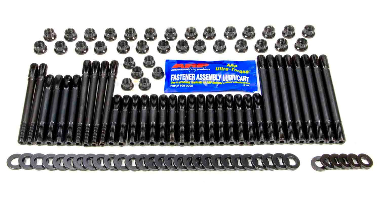 Cylinder Head Stud Kit - 12 Point Nuts - Chromoly - Black Oxide - Small Block Chevy - Kit