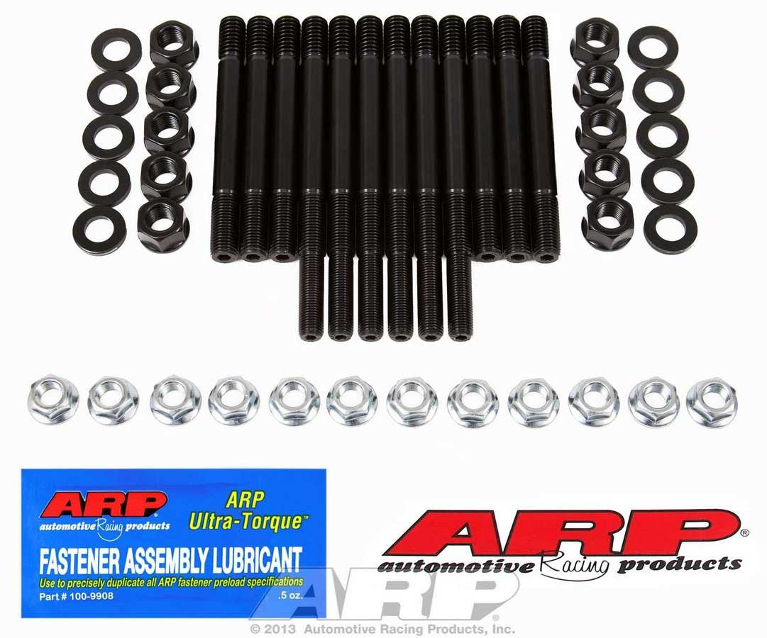 Main Stud Kit - Hex Nuts - 2-Bolt Mains - Chromoly - Black Oxide - Large Journal - Windage Tray - Small Block Chevy - Kit
