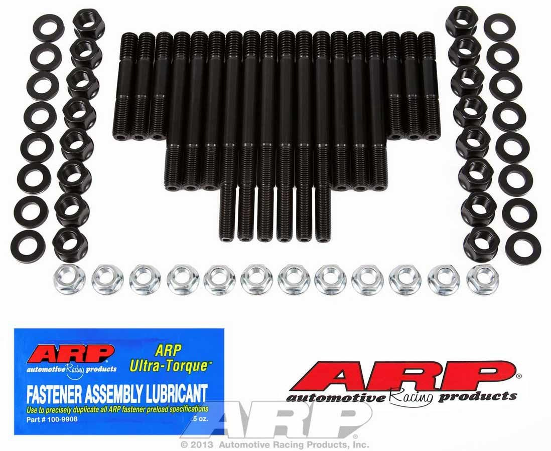 Main Stud Kit - Hex Nuts - 4-Bolt Mains - Chromoly - Black Oxide - Large Journal - Windage Tray - Small Block Chevy - Kit
