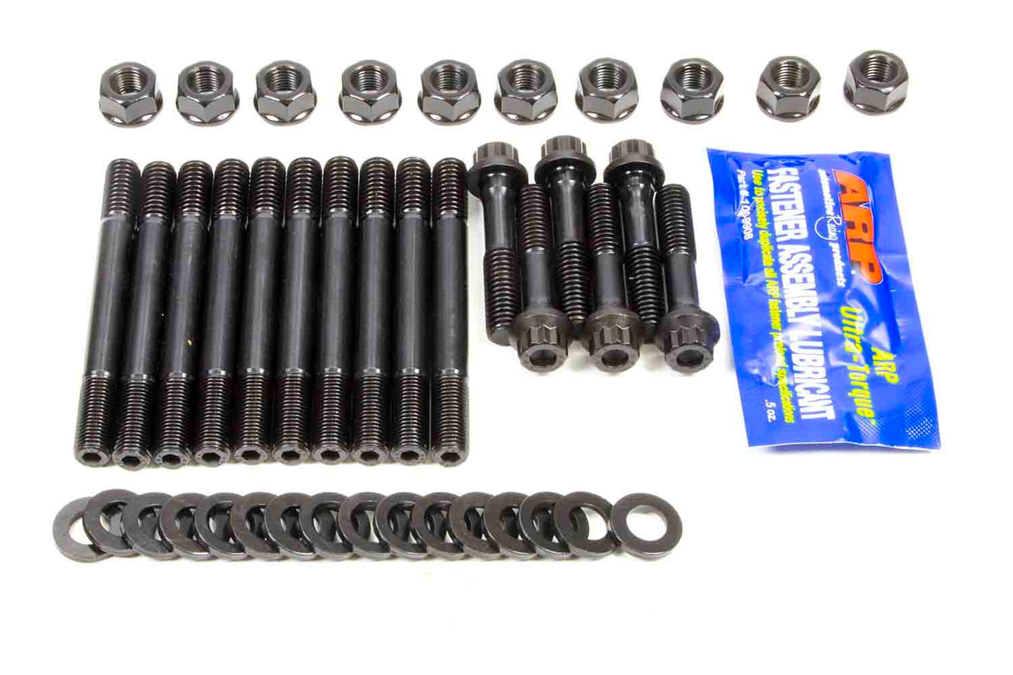 Main Stud Kit - Hex Nuts - 4-Bolt Mains - Chromoly - Black Oxide - Large Journal - Splayed Cap Bolts - Small Block Chevy - Kit