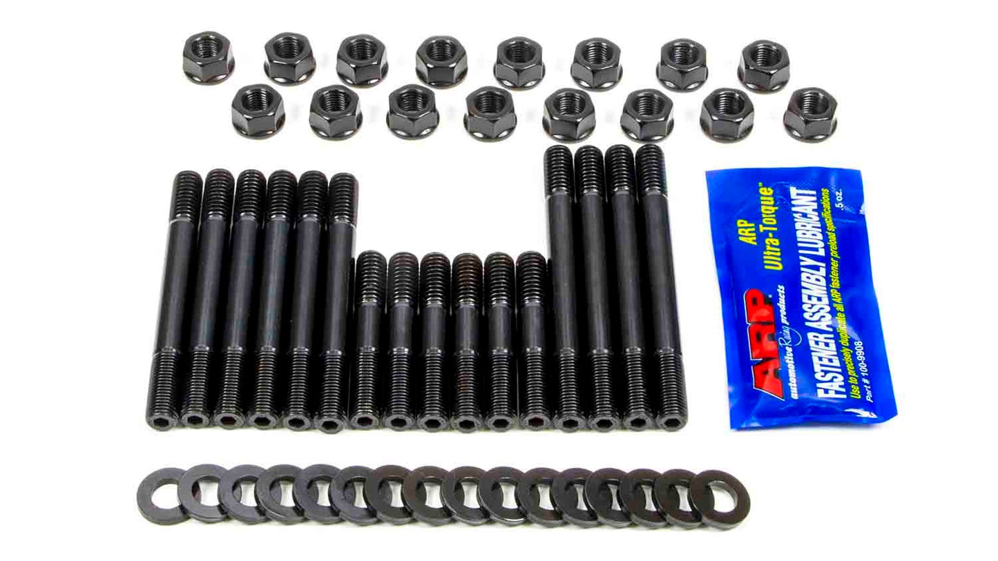 Main Stud Kit - Hex Nuts - 4-Bolt Mains - Chromoly - Black Oxide - Large Journal - Straps - Small Block Chevy - Kit