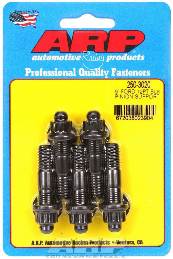 Pinion Support Stud - 3/8-16/24 in Thread - 2.000 in Long - 12 Point Nuts - Chromoly - Black Oxide - Ford 9 Inch - Kit